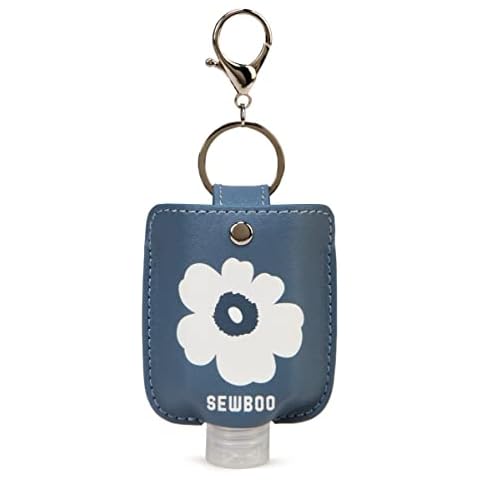 SEWBOO Sanitizer Holder with Travel Bottle Refillable Mini Travel Hand Sanitizer Keychain Holder for Backpack & Purse (Ash Blue) Cover