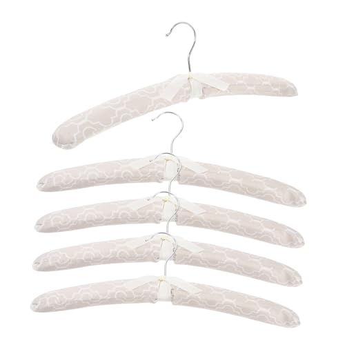 STOBAZA 5pcs Floral Patterned Linen Hangers for Wedding Dresses Soft Heavy Duty Decorative Hangers Padded Shoulder
