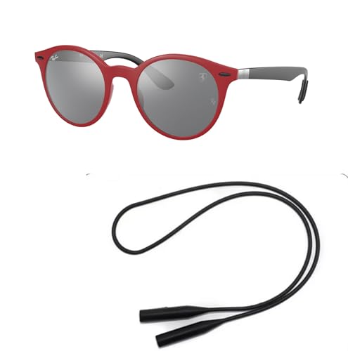 Ray-Ban RB4296M Sunglasses Bundle: RB 4296M F6536G Matte Red Grey Mirror Silver and Universal Anti-slip Silicone Leash2