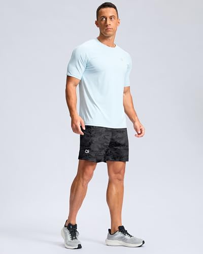 G Gradual Men's Athletic Running Shorts with Zipper Pockets Quick Dry 7"/ 5"/ 9" Workout Gym Shorts for Basketball Hiking(Grey Camo,5XXXL) - 6