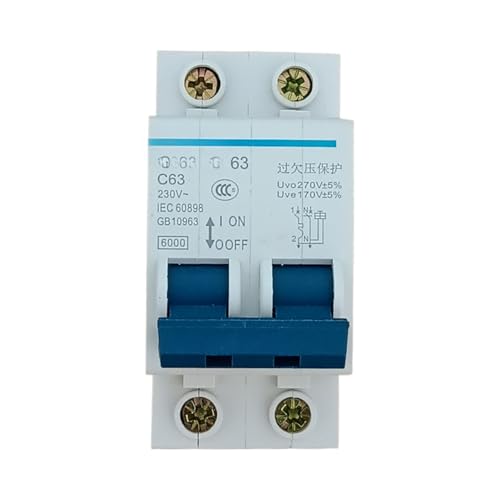 Disjoncteur de protection 2P 63A contre surtension et sous-tension électrique domestique
