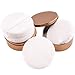 WXJ13 4 Pack 4.12 Inch Large Loose Powder Puff with 2 Pack Gold Metal Powder Box, Smooth Soft Puff with Ribbon Band Handle for Body Loose Powder