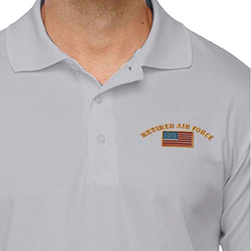 Performance Golf Tees Retired Air Force Embroidery Polyester Short Sleeves Polo Shirts for Men Navy 2X Large2