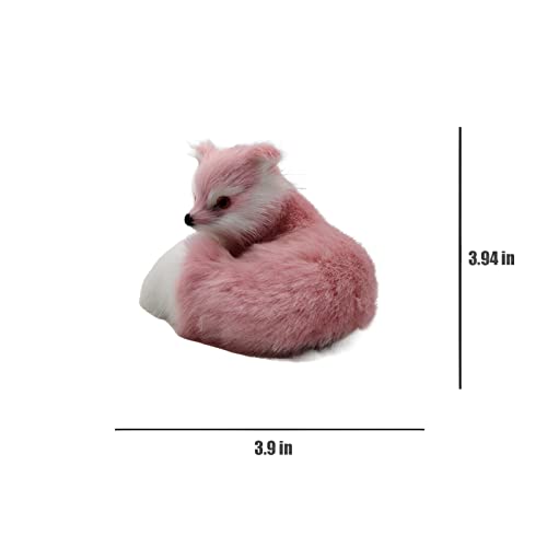 Dzyuzk-Fox Plush Children's Simulation Plush Fox Cute Realistic Plush Doll Pink Fox Plush Toy (Pink) #TOP6