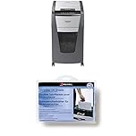 Rexel Optimum Autofeed Destructora de Papel de Corte en Partículas P4, 225 Hojas, Papelera Extraíble de 60 L, con Ruedas, 2020225X + Pack de 12 láminas lubricantes para destructora de Papel