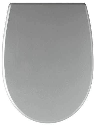 Gelco 707548 Soft Close Wooden Toilet Seat (46 x 35 x 6cm), Wood, silver, 46 x 35 x 6 cm