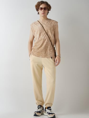 Image of Bewakoof Men's Solid Oversized Fit Cotton Joggers