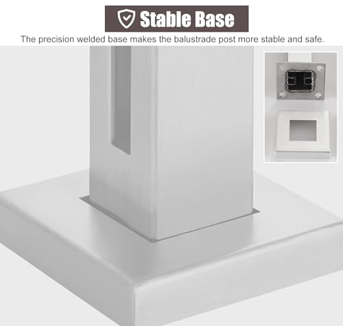 Poste de barandilla de acero inoxidable 304 S blanco de 50-130 cm para esquinas de balcones 7