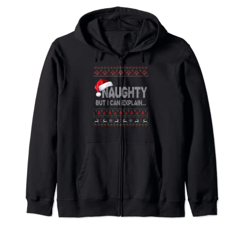 Naughty But I Can Explain And Nice Christmas Couple Matching Zip Hoodie