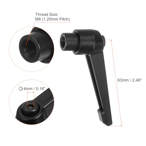 Image of HARFINGTON 6pcs Adjustable Clamping Lever Handles M8 Female Thread Knobs Rotating Screw Locking Quick Release Ratchet Push Button Handle, Black