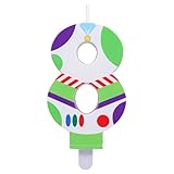 Vela con Temática de Juguete, Figura de Robot Astronauta Vela con Número Cumpleaños para Niños y Niñas (Número 8)