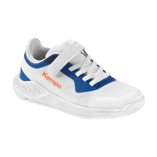 Kempa Kourtfly Kids Chaussures de Handball, Blanc/Bleu, 30 EU
