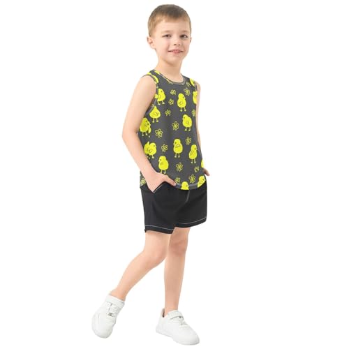 J JOYSAY Yellow Chick Flowers Boys Tank Top Sleeveless Muscle Shirts Quick Dry Kids T-Shirts 3-15T4