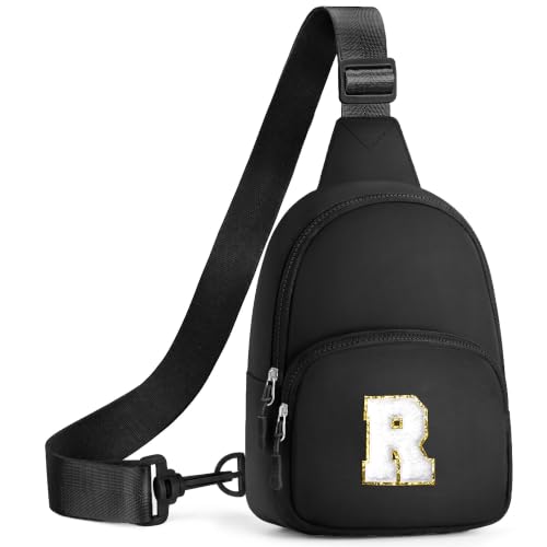 YOOLIFE Birthday Gifts for Teen Girls Kids Initial Sling Bag, Black R