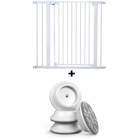 COMOMY 36" Extra Tall Baby Gate Bundle with 4 Pack Wall Protectors - Fits Openings 29.5" to 40.6" Wide, Auto Close Dog Gate for Stairs & Doorways with Pressure-Mounted Wall Guard Kit Cover