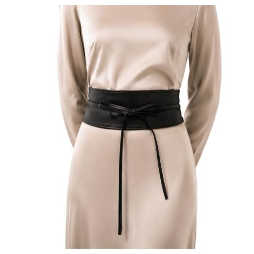 FASHIONGEN - Woman Italian leather Obi belt, CASSIANE - Black, S-M