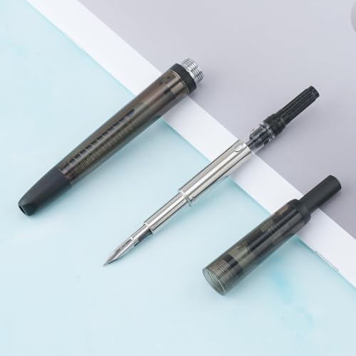 Image of Jinhao 20 Press Fountain Pen Retractable Fine Nib with Converter Capless fountain pen Resin pen Writing Gift Pen (transparent black)