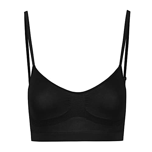 Bye Bra Sujetador Sin Costuras, Top De Mujer, Fajas, Sujetador Deportivo Inalámbrico, Negro Y Beige, Talla S-XXL (Negro, M) Cover