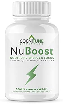 Caffeine L Theanine Supplement - Clean Energy & Focus, No Crash, Jitter Free Caffeine Pills, Nootropic Brain Booster with 100mg Caffeine + L-Theanine, Vitamin B12, Rhodiola, BioPerine for Absorption