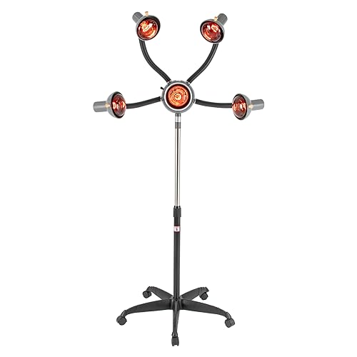 Sootvp 5-Head Infrared Light Heating Therapy Red Lamp, Adjusting Height & Angle Hair Dryer, Hair Color Processor Infrared 5 Red Lights for Hair Salon