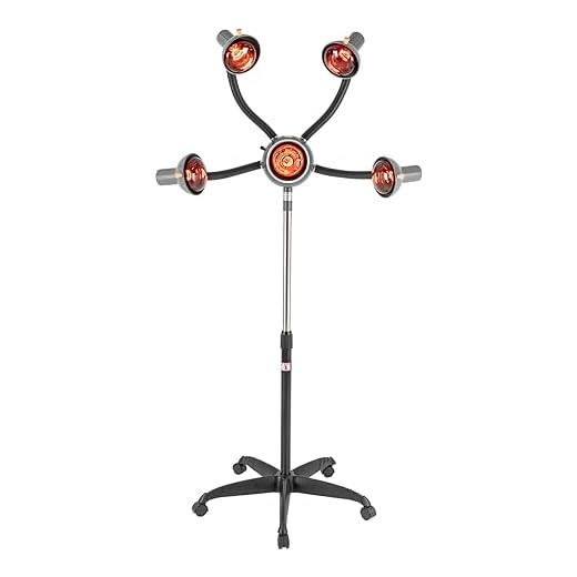 5 Head Salon Hair Steamer, Professional Infrared Light Heat Therapy Red Lamp Salon Hair Steamer for Perms Oil Baking Styling Head Care, Adjustable Height and Angle, with Wheels
