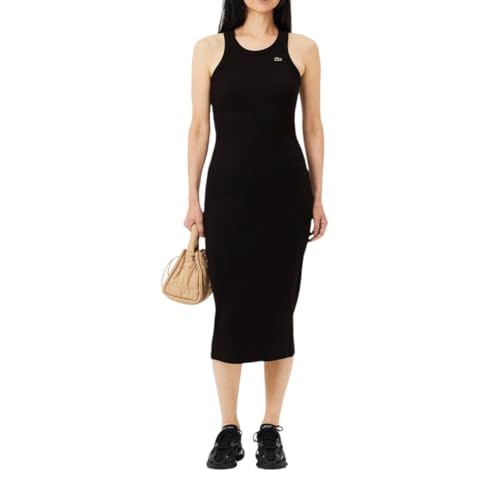 Lacoste Womens Core Collection Slim Fit Sleeveless T-Shirt Dress, Black, 4
