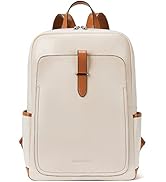 BOSTANTEN Leather Laptop Backpack Purse Casual College Casual Bags Daypack creamy-white