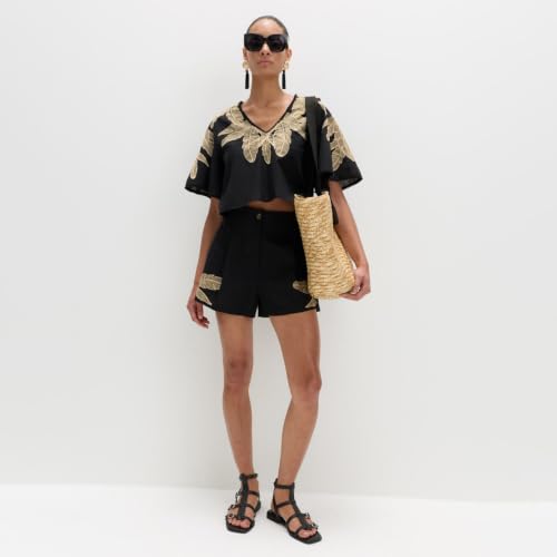 Image of Marks & Spencer Cotton Rich Palm Embroidered Beach Shorts
