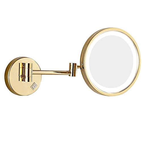 Espejo de maquillaje, espejo de maquillaje Espejo de maquillaje Montaje en pared iluminado LED Espejo de aumento 3X Extensible de una cara para baño Espejo cosmético (A)/B