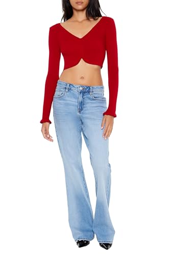 Forever 21 Women's Cropped Tulip-Hem Sweater-Knit Top2