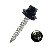 EAGLE 1 Metal Roofing Screws #10 - Painted Hex Head Self-Tapping Screws with EDPM Rubber Washer for Metal to Wood, Vinyl, Small Sheet Metal - Free Magnetic Driver (Black, 1.5 Inch, 250)