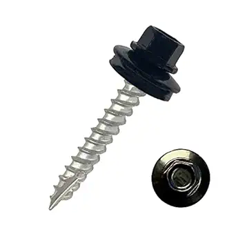 EAGLE 1 Metal Roofing Screws #10 - Painted Hex Head Self-Tapping Screws with EDPM Rubber Washer for Metal to Wood, Vinyl, Small Sheet Metal - Free Magnetic Driver (Black, 1 Inch, 500)