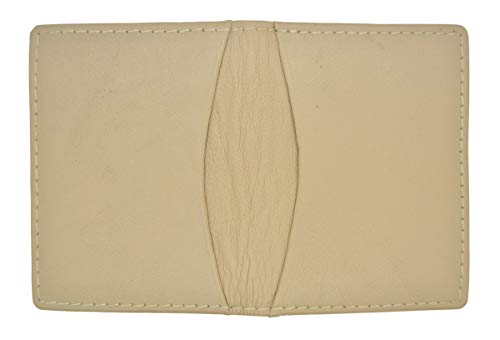 Slim Leather Beige Bi-fold Wallet Credit Card Holder Thin Pockets Unisex Men Women Wallet2