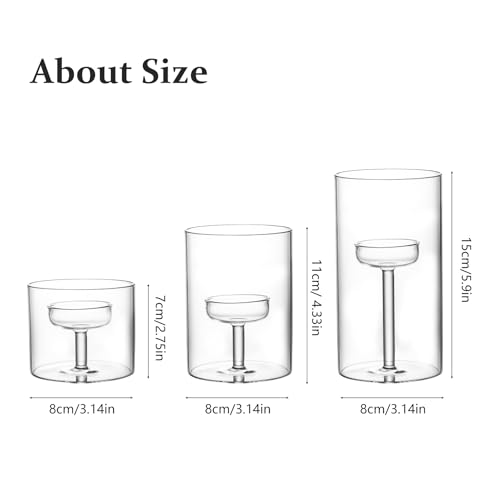 Lanlong Set Of 3 Cylinder Glass Decorative Hurricane Candle Holder Clear Votive Candle Holders Table Centerpieces For Dining Room Wedding Parties Home Decorations thumb #6