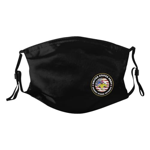Rqwaaed Army Desert Storm Veteran Face Mask Washable Reusable Adults Breathable With 2 Filters