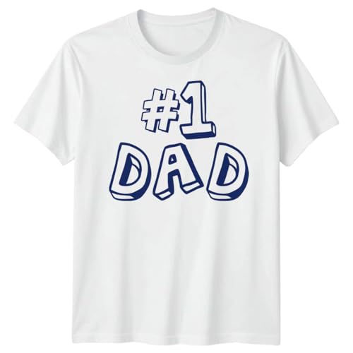 Image of Mens Number One Dad Funny Fathers Day T-Shirt Tee Best Daddy Ever Papa Life Gift #FD - 5XL White