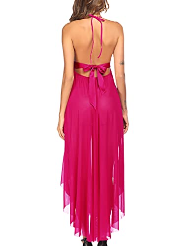 Image of SSoShHub Women Lingerie Deep V Neck Nightwear One Piece Sexy Nightgowns Mosaic Lace Mesh Dress