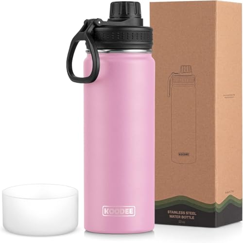 Image of KOODEE 26 oz Water Bottle Stainless Steel Double Wall Vacuum Insulated Sports Bottle with Leakproof Spout Lid (Pink)
