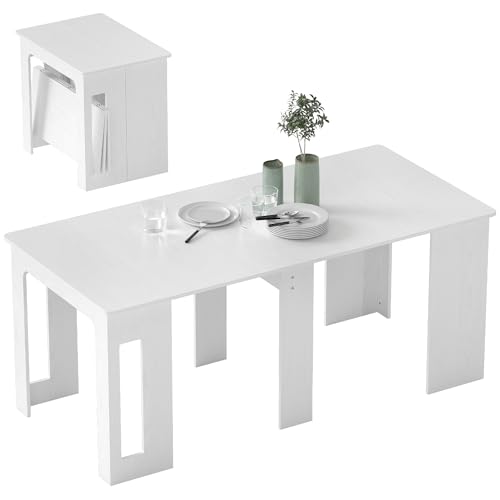 HOMCOM - HOMCOM Esstisch, 60-180x85cm 3 Stufig Ausziehbar Küchentisch für bis 6 Personen, Modern Esszimmertisch, für Wohnzimmer, Esszimmer, Küche, Weiß