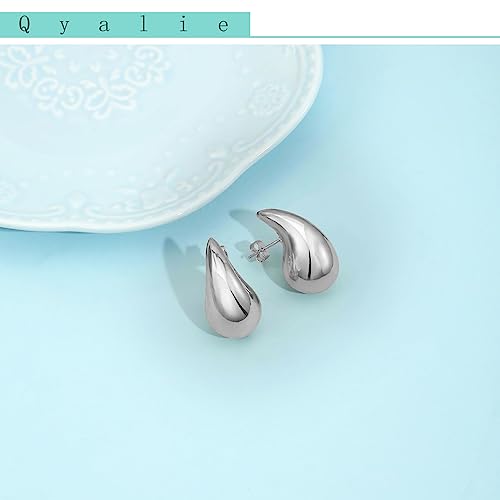 Dancegirl Chunky Gold Hoop Earrings For Women Tear Drop Earrings Statement Trendy Big Thick Lightweight Waterdrop With 18K Gold Plated, Girls Gift Designer Dupes Jewelry #TOP4