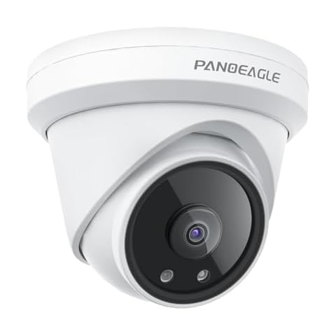 PANOEAGLE 6MP PoE IP Wide Angle Camera 155° Wide Angle, Outdoor 6MP PoE Turret Camera with Smart Human/Vehicle Detection,2.1mm Lens, 98ft IR Night Vision,Built-in Mic, IP66, Blue Iris, NDAA Compliant Cover