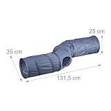 Relaxdays Katzentunnel, Faltbare Katzenröhre, S-Form, HBT: 25 x 131,5 x 35 cm, Spieltunnel, 4 Ausgänge, Polyester, grau