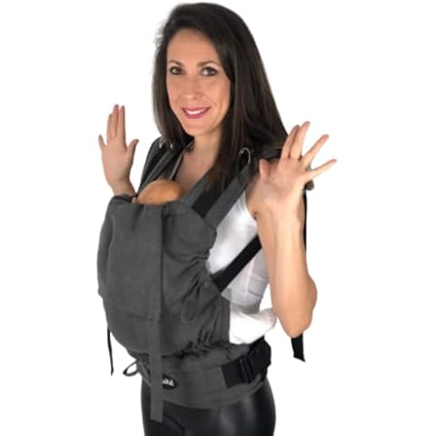 Premium Evolutionary Amarsupiel Baby Carrier l Front and Back | Adjustable | Padded | Breathable | 100% Organic Cotton | Oeko-Tex Certified from 6 Months to 2 Years | Grey Cover