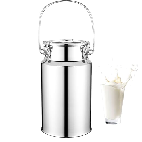 ApuaVireo&Co Cubo de transporte de leche de acero inoxidable 201, recipiente for transporte de leche de granja con tapa sellada de silicona.(5L)