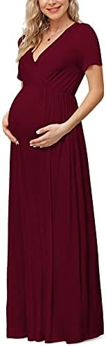 Xpenyo Maternity Maxi Dress Women Casual Wrap Long Baby Shower Pregnancy Dresses