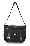 Prada, Pre-Loved Black Nylon Double Buckle Flap Messenger Bag Medium, Black