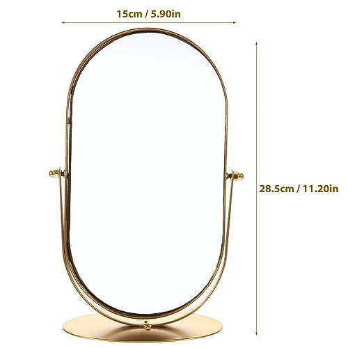 HOMSFOU Espelhos De Maquiagem Espelho De Maquiagem De Mesa Dourada Espelho Cosmético De Metal Vintag