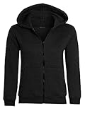 shelikes Kids Girls Boys Zipper Hoodie Unisex Zipper Top Jacket PE School Sweat Hoodie Casual Fashion UK Size 5-14 Years Black - Image 1