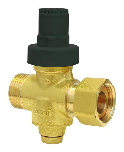 SOMATHERM for You, Pressure Reducer M20/27 Nickel-Plated Brass, Pre-Set to 3 Bar, Easy Installation, All Positions Assembly, 8/13 Pressure Gauge Socket
