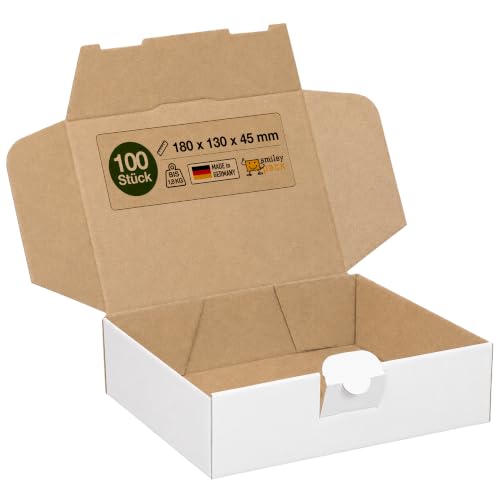 100 cartons Maxibrief, blanc, taille et quantité au choix, carton d'expédition, marchandises, envoi de livres, carton postal, Poste DHL Hermes DPD GLS UPS (180 x 130 x 50 mm, blanc)